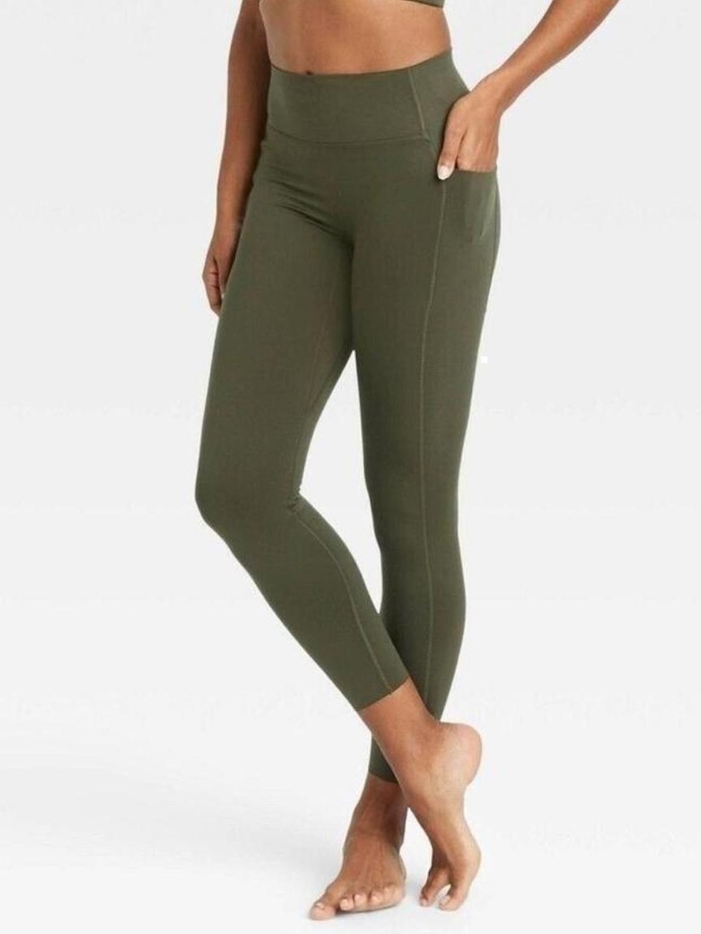 All In Motion Olive Green High-Rise 2 Pocket Ankle Leggings